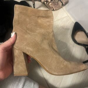Aldo Beige Suede Heeled Boots